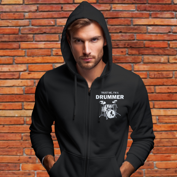 Суичър худи с изображение на барабани с цип