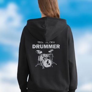 Дамски суичър худи с принт на барабани (гръб)