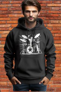 Мъжки суичър с изображение на барабани.