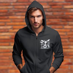 Мъжки суичър с цип с изображение на барабани.