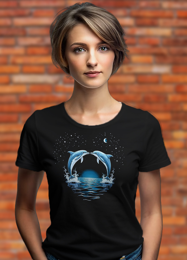 Дамска тениска Влюбени делфини