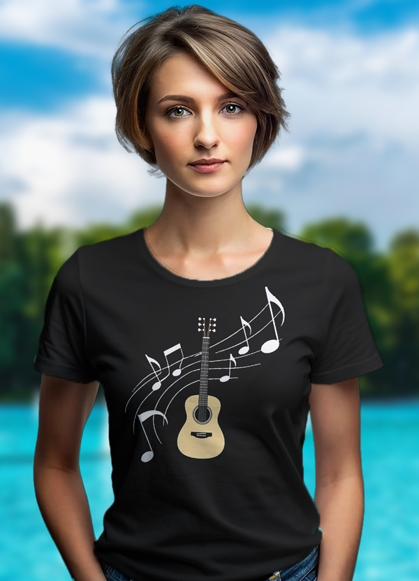 Дамска тениска НОТИ И КИТАРА